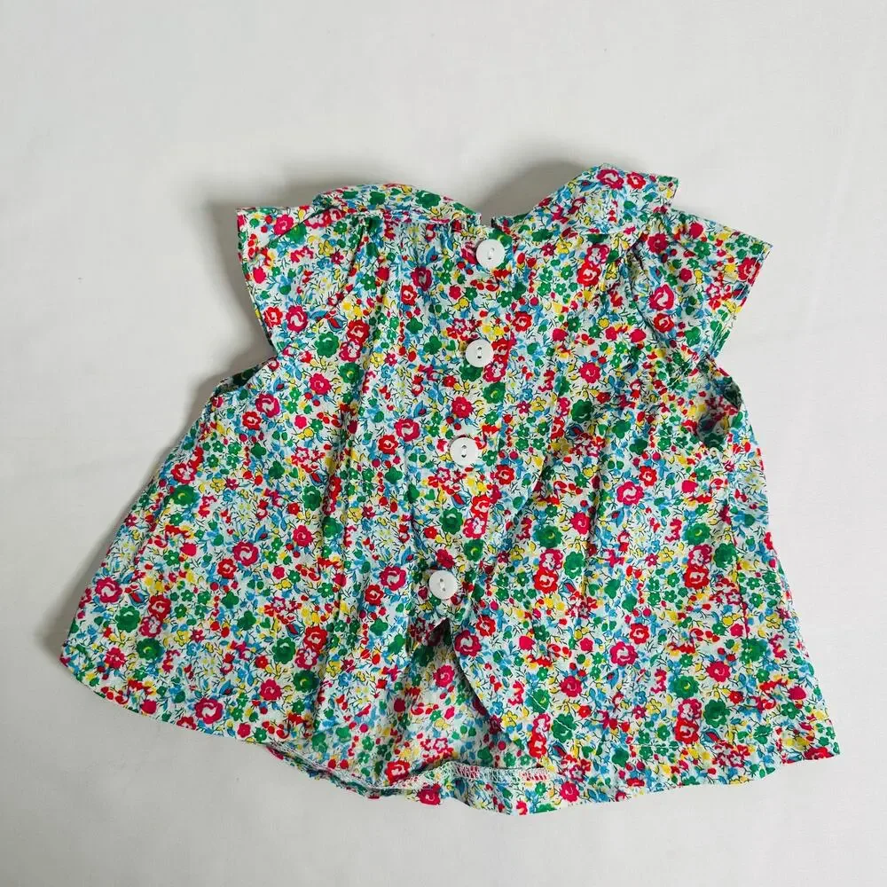 Vintage Bella Bliss Floral Button Down Scoop Back Dress Sz 3 mo